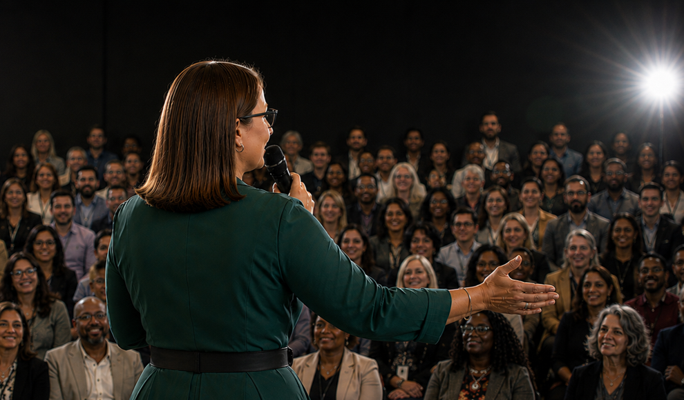 Maya Greene speaking to an audience